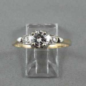 Bague 3 diamants, 14K or jaune et blanc B4476-1