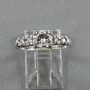 Bague 5 diamants 14K or blanc B4537-1