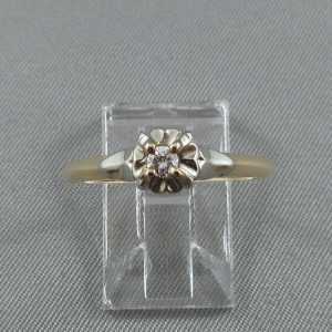 Bague petit diamant, 14K or jaune 18K or blanc B4541-1-1
