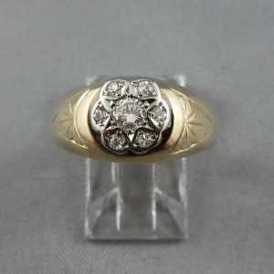 Bague 7 diamants 14K or jaune et 18K or blanc B4667-1