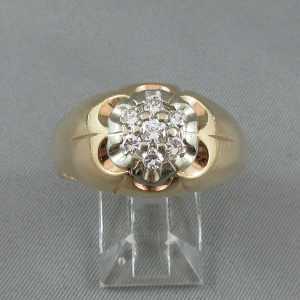 Bague Motif de fleur diamants 10K or jaune B4826-1