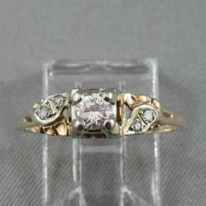 Bague 5 diamants 14K or jaune 18K or blanc B4878-1