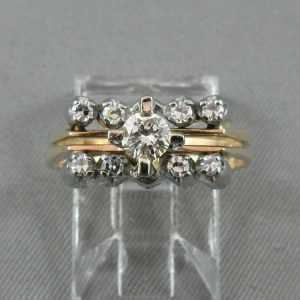 Bague et jonc avec diamants 14K jaune 18K blanc B5299-1-1