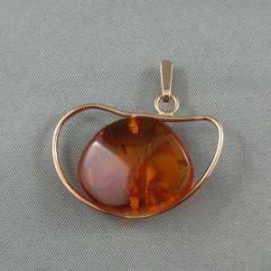 pendentif ambre 14k or rose B5825-1