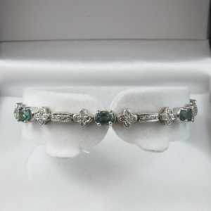 bracelet Alexandrites diamants 14K or blanc B5886-1