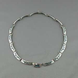 Collier turquoise argent B5889-1