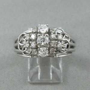 Bague 15 diamants, 14K blanc B6146-2