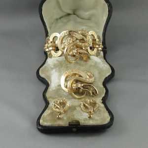 Parure or jaune, motif chien B6188-1