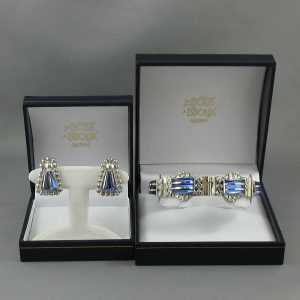 Bracelet et B.O. avec verres bleus, B6299-1