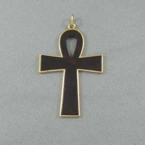 Ankh Calcédoine noire, 18K jaune, B6357-1
