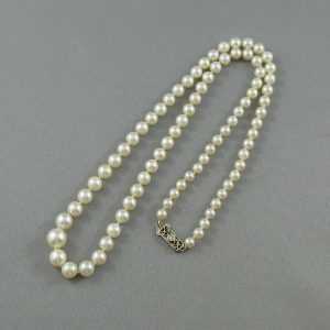 Collier Perles Akoya et diamant, 14K blanc, B4582-2