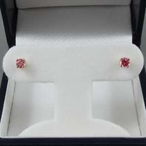 Boucles d'oreilles 2 saphirs rose, 14K jaune, B6522-1