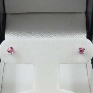 Boucles d'oreilles 2 saphirs rose, 14K blanc, B6523-1