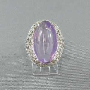 Bague ancienne, Améthyste et diamants, argent, B6530-1
