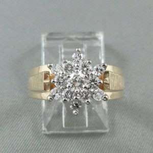Bague, 13 diamants, 14K jaune et 18K blanc, B6552-1