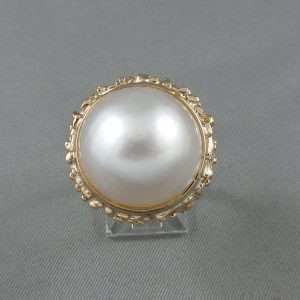 Bague perle Mabé, 18K rose, B6578-1