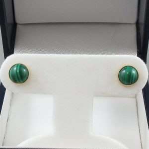 Boucles d'oreilles Malachites, 14K jaune, B6665-1