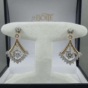 Pendants d'oreilles 26 diamants, 14K, C3137-1