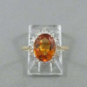 Bague Citrine et diamants, 14K, B6692-1