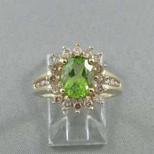 Bague Péridot et diamants, 14K jaune, B6693-1