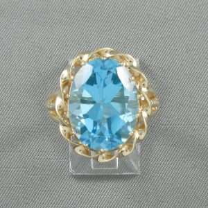 Bague Topaze bleue, 10K jaune, B6704-1