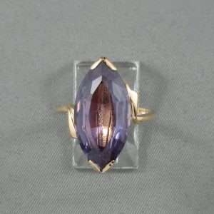Bague Saphir synthétique, 18K jaune, B6758-1
