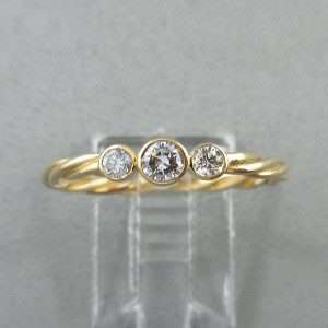 Bague 3 diamants, 18K jaune, B6787-1