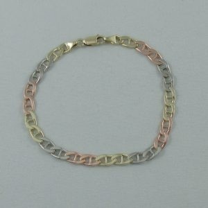 Bracelet 3 tons, maille marine, 10K, B6835-1