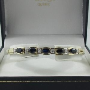 Bracelet saphirs bleus et diamants, 14K , B6865-1