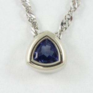 Pendentif Tanzanite 14K blanc et chaîne 10K blanc, B6891-1