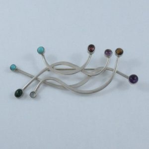 Broche avec 8 pierres, argent, B6797-1