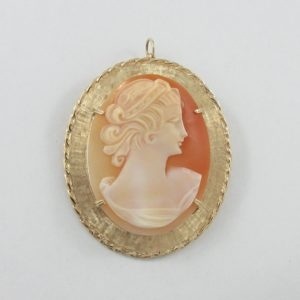 Broche/pendentif, camée coquillage, 10K jaune, B6946-1