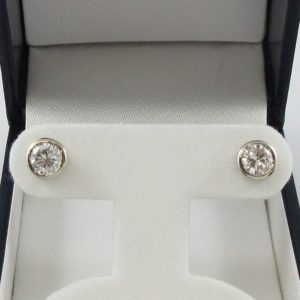 Boucles d'oreilles 2 diamants, 18K blanc, B7009-1