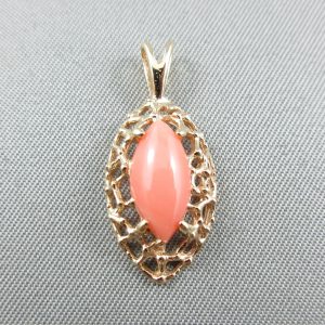 Pendentif, corail, 14K jaune