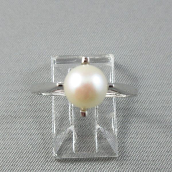 Bague, perle Akoya, 10K blanc