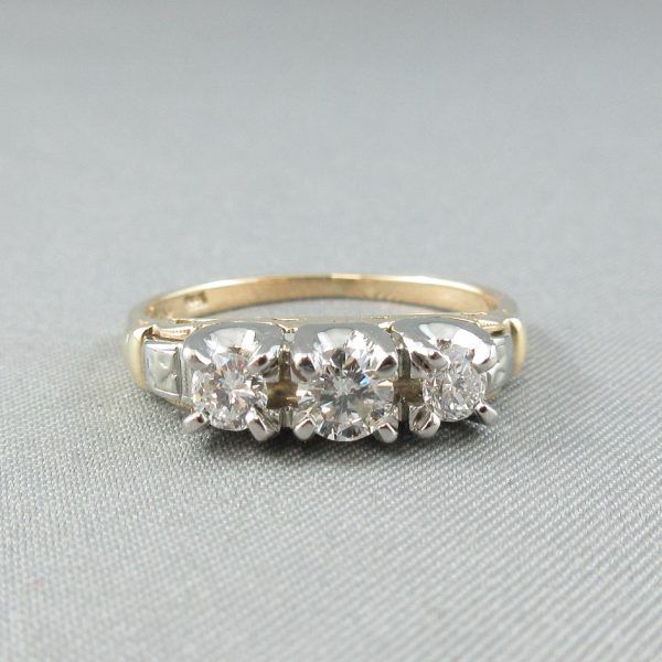 3 diamonds, 14K gold ring - Image 3