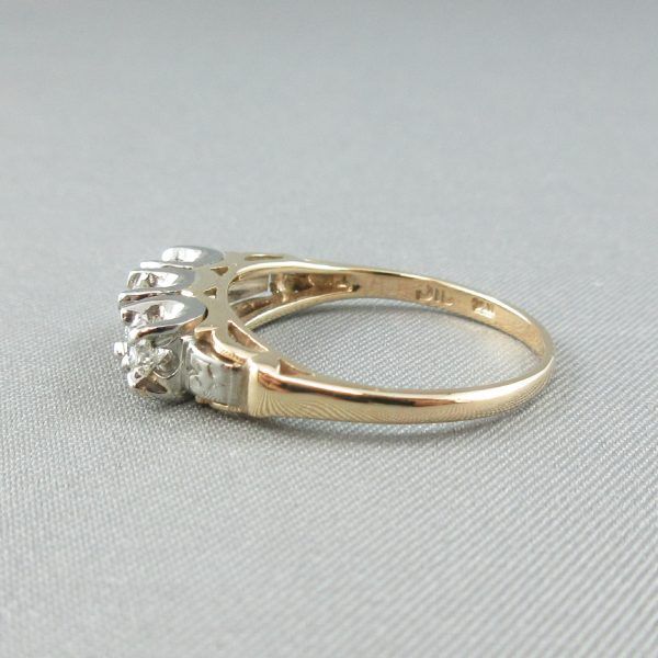 3 diamonds, 14K gold ring - Image 4