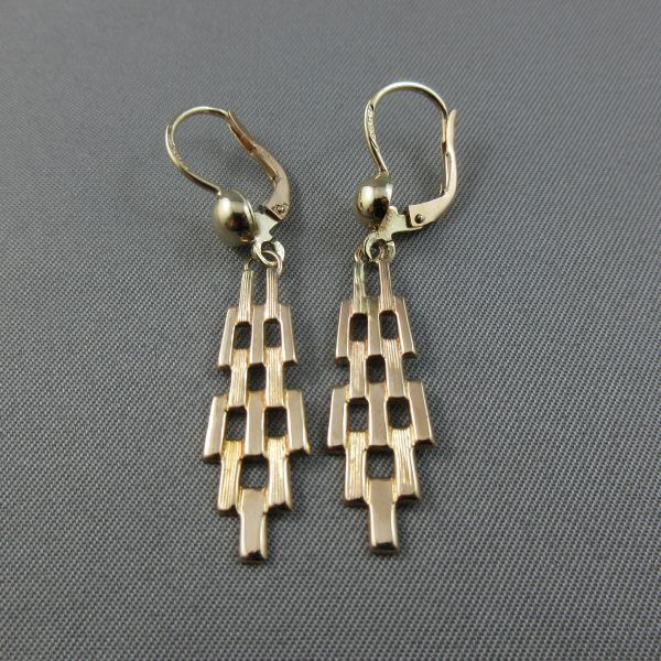 10K yellow gold drop earrings - Image 3