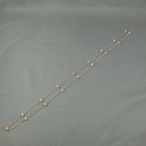 Freshwater pearls, 14K yellow gold necklace - Image 2