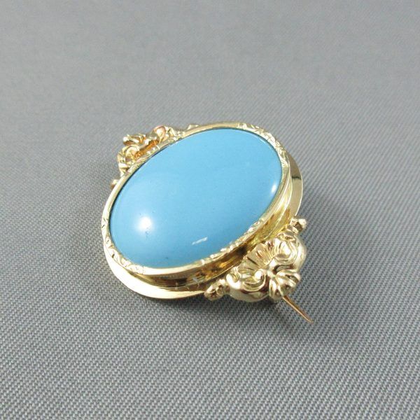 Broche, turquoise, 18K jaune – Image 2