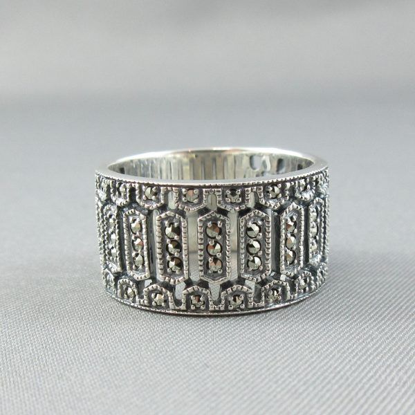 Marcasites, silver ring - Image 3