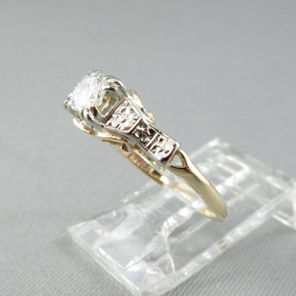 Diamond, 14K yellow gold and 18K white gold ring - Image 2