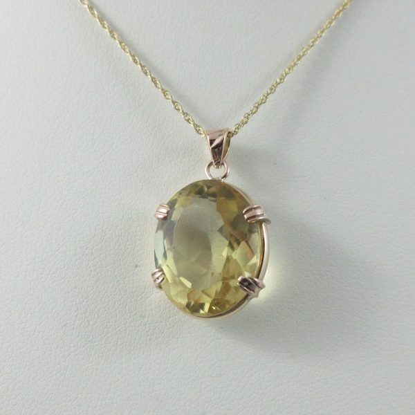 Citrine, 14K yellow gold pendant