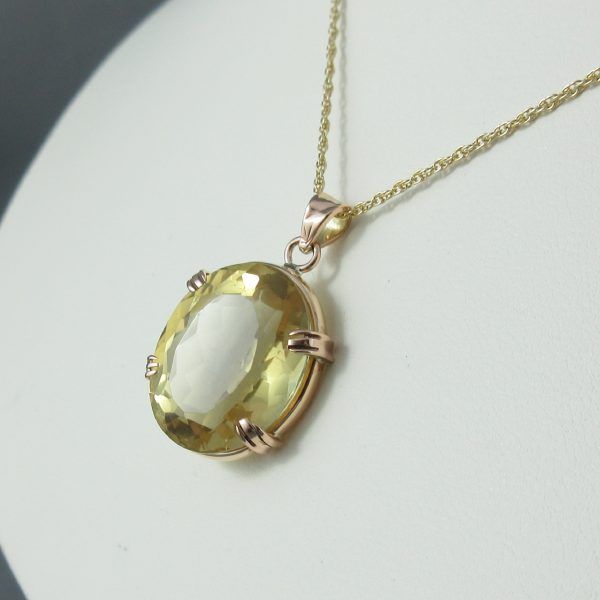 Citrine, 14K yellow gold pendant - Image 2