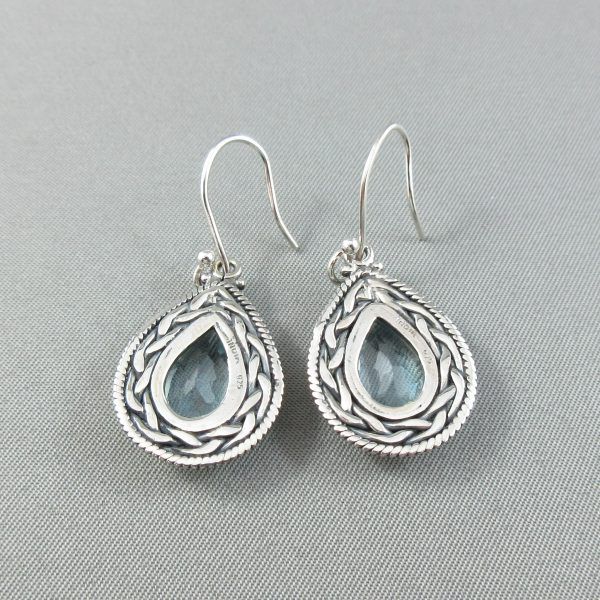 Pendants d'oreilles, topazes bleues, argent – Image 4