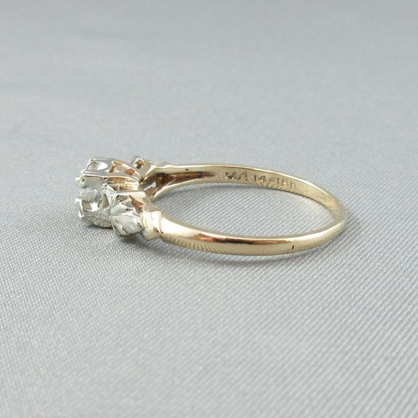 Bague, 3 diamants, 14K jaune et 18K blanc – Image 4