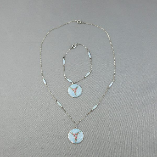 Silver enamel necklace and bracelet, BIRKS