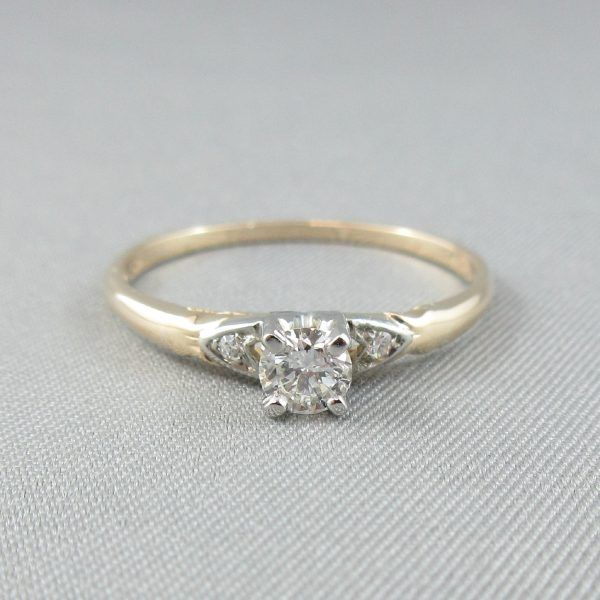 3 diamonds, 14K yellow gold and 18K white gold ring - Image 3