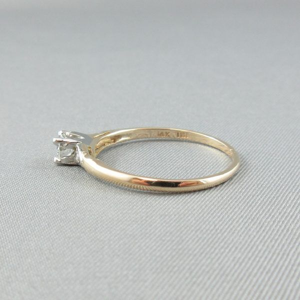 3 diamonds, 14K yellow gold and 18K white gold ring - Image 4