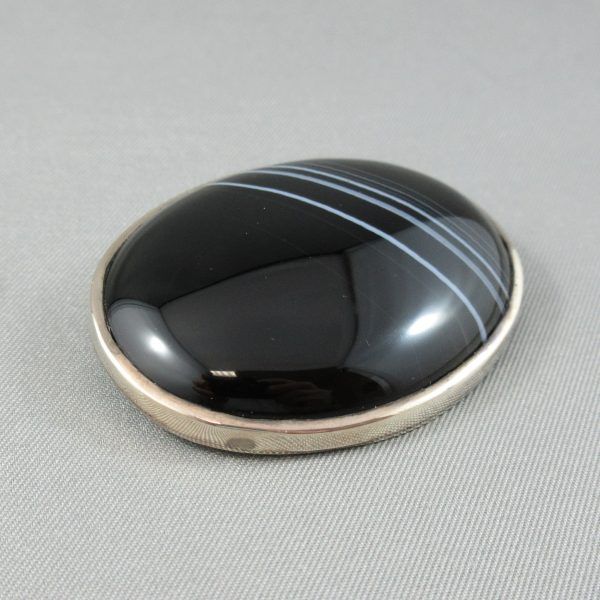 Onyx silver brooch - Image 3